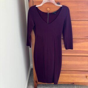 Felicity and Coco Maroon V neck Back Zip Sheath Pencil Bodycon sleeves XS